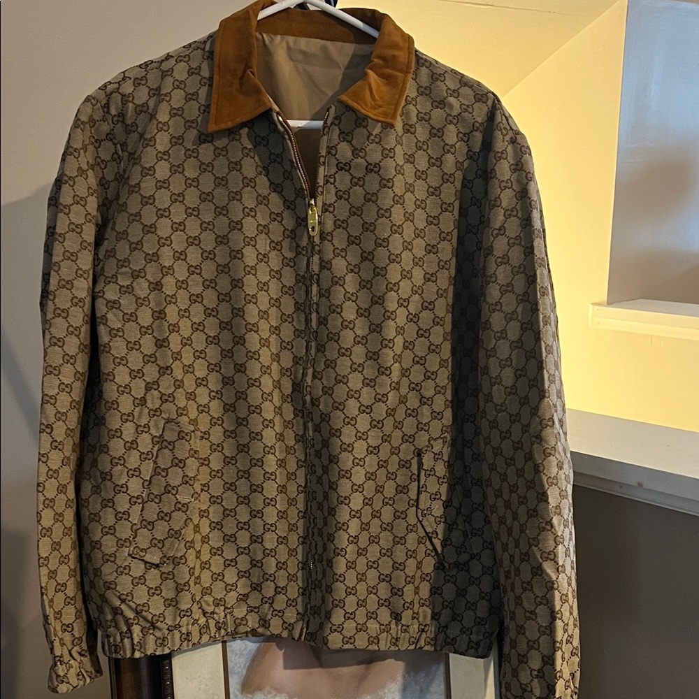 Reposhing: Gucci Tan and Brown Monogram Men's Jacket
